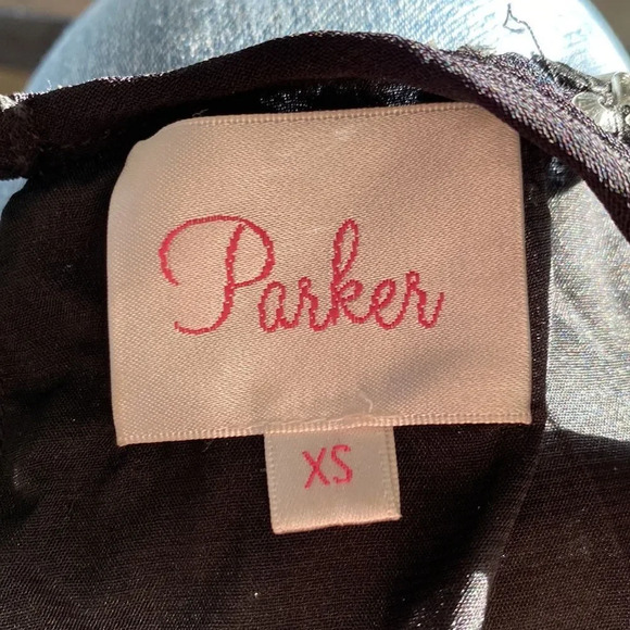 Parker Womens Extra Small Silk Beaded Embellished Black Cocktail Dress - Picture 7 of 8